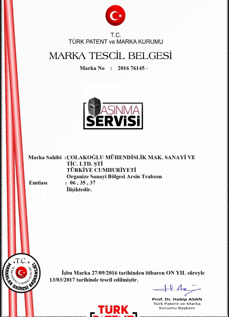 Wear Service - Trademark Registration Certificate